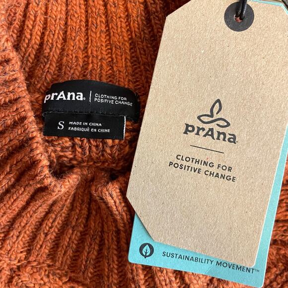 Prana Sky Meadow Chunky Knit mock Neck Cotton Blend Slouchy sweater womens S New - Picture 12 of 15